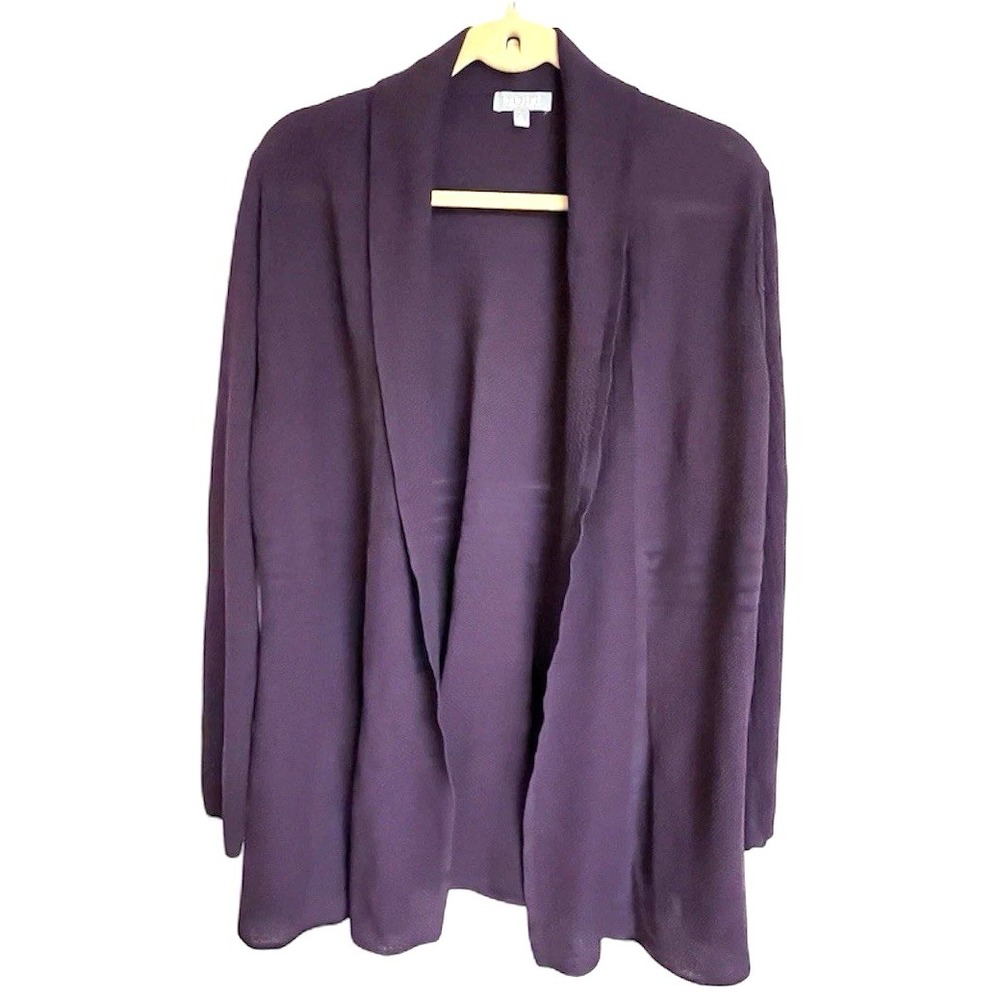 Habitat Godet Tunic Cardigan Sweater Womens size XL Deep Purple, Very Well Made